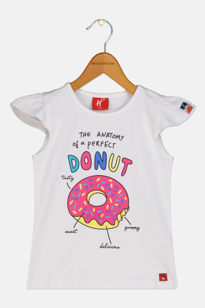 Hamleys Toddlers Girl Crew Neck Short Sleeve Graphic Print Top, White - Image 1